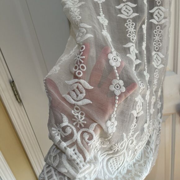 Sundance Silk Overlay Embroidered Dress Womens Size S Romantic Fairy Gray EUC - Picture 13 of 16